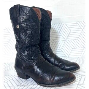 Montana Genuine Ostrich Leg Cowhide Cowboy Boots Men Size 9 1/2 E  Shoe Western